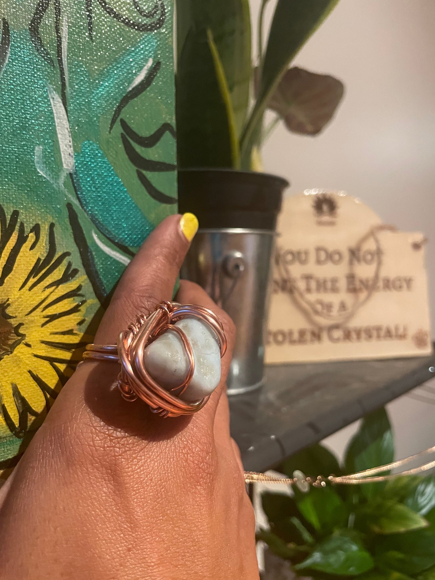 Amazonite Copper Ring
